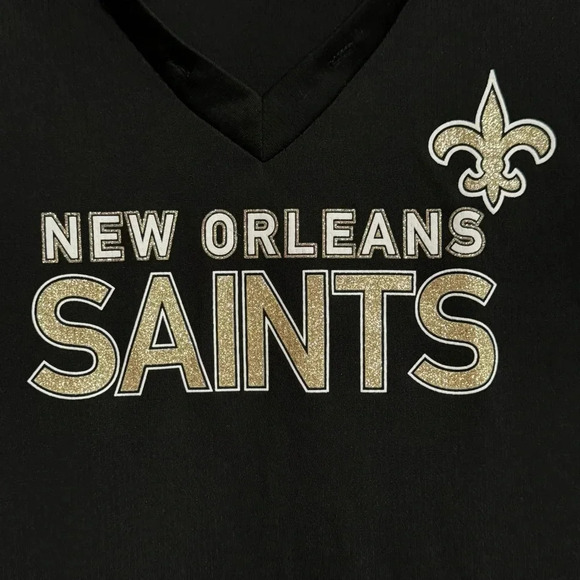 NFL TEAM APPAREL New Orleans Saints Glitter Logo Short Sleeve Jersey Size Large - Picture 3 of 7